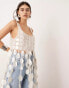 ASOS EDITION futurist sequin crop top with long 3D fringe hem in white