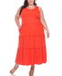 Фото #1 товара Plus Size Scoop Neck Tiered Midi Dress