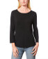 ფოტო #1 პროდუქტის Women's Boat-Neck, Ribbed-Detail 3/4-Sleeve Sweater, Regular & Petites