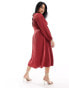 Фото #4 товара ASOS DESIGN Curve textured balloon sleeve midi dress in raspberry