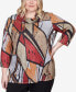 Фото #1 товара Plus Size Park Place Abstract Patchwork Cowl Neck Top