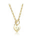 Teens/Young Adults 14K Gold Plated Cubic Zirconia Moon and Star Heart Charm Necklace