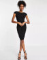 Фото #8 товара Closet London puff shoulder pencil dress with bodice detail in black