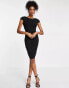 Closet London puff shoulder pencil dress with bodice detail in black