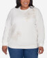 ფოტო #4 პროდუქტის Plus Size Classic Sherpa Floral Embroidered Sweater