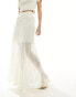 Фото #4 товара Miss Selfridge chiffon lace insert godet maxi skirt in cream