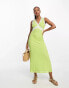 Фото #2 товара Bailey Rose 90s midi dress in lime with lace trim