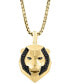 ფოტო #1 პროდუქტის EFFY® Men's Black Spinel Lion Head 22" Pendant Necklace (1/10 ct. t.w.) in 14k Gold-Plated Sterling Silver