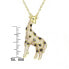 14K Gold Plated with Champagne and Black Cubic Zirconia Iced Out Giraffe Pendant in Sterling Silver