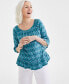 Women's Printed On-Off Ruffle Sleeve Top, Created for Macy's