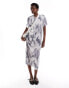 Monki maxi t-shirt dress in grey tie dye