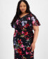 Plus Size V-Neck Floral Cape Maxi Dress