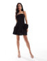 ASOS DESIGN dropped waist mini dress with square neck and oversized corsage in black