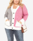 Фото #3 товара Plus Size Zola Colorblock V-neck Cardigan Sweater