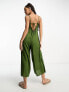 ASOS DESIGN strappy culotte jumpsuit in khaki