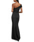 Women's Asymmetric-Neck Side-Pleat Scuba Gown