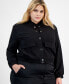 Фото #3 товара Trendy Plus Size Snap-Front Bomber Jacket, Created for Macy's