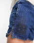 ASOS DESIGN pull on shorter length denim shorts in mid wash blue Синий, W26 - фото #6