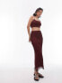 Фото #3 товара Topshop co-ord plisse cowl cropped cami in maroon