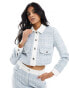 Morgan boucle jacket co-ord in white and blue