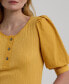 ფოტო #3 პროდუქტის Women's Puff-Sleeve Henley Tee