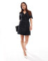 Фото #2 товара & Other Stories linen wrap mini dress with belt in black