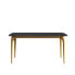 Фото #2 товара 63" Modern Artificial Stone Black Curved Golden Metal Leg Dining Table -6 People