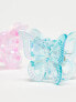 DesignB London pack of 2 iridescent butterfly shape hair clips in pink and blue