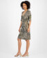 Фото #3 товара Women's Printed Faux-Wrap Dress