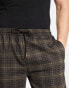 Gianni Feraud slim fit smart trousers with drawstring waist in brown check