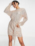 Фото #1 товара Aria Cove sequin batwing sleeve mini shift dress with belt detail in gold