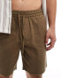 ONLY & SONS pull on linen shorts in washed brown