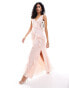 Pretty Lavish asymmetric ruffle drape midaxi dress in blush