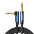 Фото #1 товара Wytrzymały kabel przewód audio AUX w oplocie wtyczka kątowa minijack 3.5 mm 1m niebieski