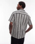 Topman short sleeve relaxed crochet stripe shirt in black and white