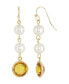 Gold-Tone Imitation Pearl with Yellow Channels Drop Earring