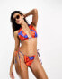 Фото #1 товара Public Desire abstract print tie side high leg bikini bottom in multi