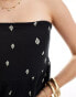 Фото #2 товара ONLY cotton bandeau mini dress with leaf print in black