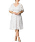 Фото #1 товара Plus Size Genevieve Lace Flutter Sleeve Midi Dress