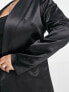 Yours satin blazer in black