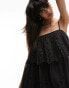 Фото #4 товара Topshop strappy pleated broderie mini dress in black