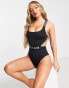 Calvin Klein logo cut out swimsuit in black