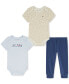 Baby Boys Logo-Print Bodysuits & Jogger Pants, 3 Piece Set Синий, 0-3 месяцев - фото #1