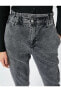 Фото #5 товара Beli Lastikli Kot Pantolon Yüksek Bel - Baggy Jeans
