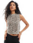 Фото #1 товара Mango knitted high neck leopard print vest in brown