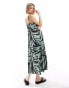 Фото #6 товара ONLY v neck satin maxi dress in multi abstract print