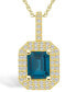 ფოტო #1 პროდუქტის London Blue Topaz (2 Ct. T.W.) and Diamond (1/2 Ct. T.W.) Halo Pendant Necklace in 14K Yellow Gold