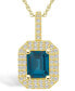 Фото #1 товара London Blue Topaz (2 Ct. T.W.) and Diamond (1/2 Ct. T.W.) Halo Pendant Necklace in 14K Yellow Gold