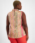 ფოტო #2 პროდუქტის Plus Size Printed Sleeveless Bow Blouse