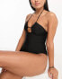 Фото #4 товара & Other Stories cut out halter swimsuit in black